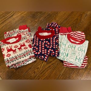Set of 3 holiday pajama sets, size 5, Hanna Anderson and Gymboree